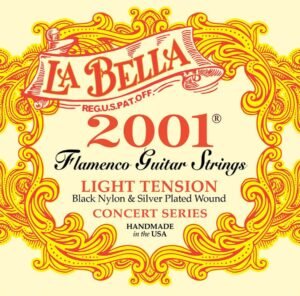 string set classic/flamenco, professional, black nylon trebles & silverplated basses, light tension