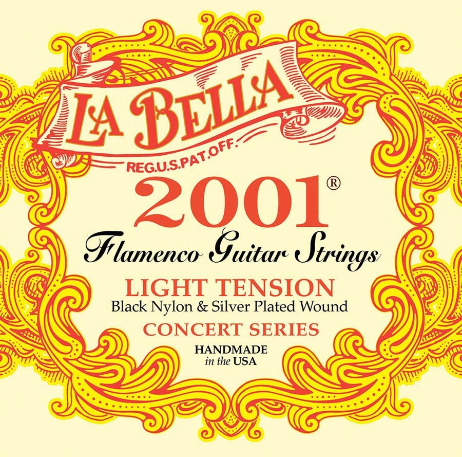 string set classic/flamenco, professional, black nylon trebles & silverplated basses, light tension