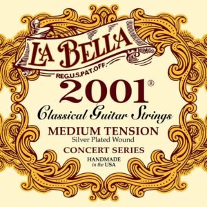 string set classic, professional, clear nylon trebles & silverplated basses, medium tension