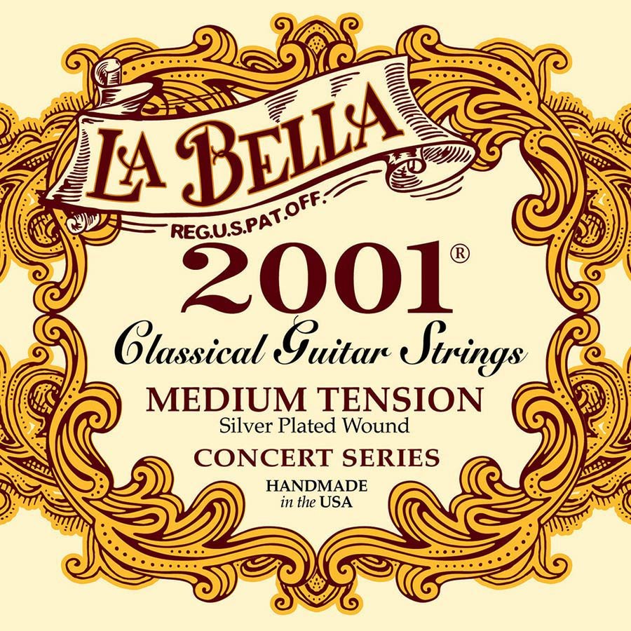 string set classic, professional, clear nylon trebles & silverplated basses, medium tension