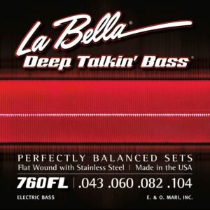 string set electric bass, stainless steel flatwound, light, 043-060-082-104 longscale