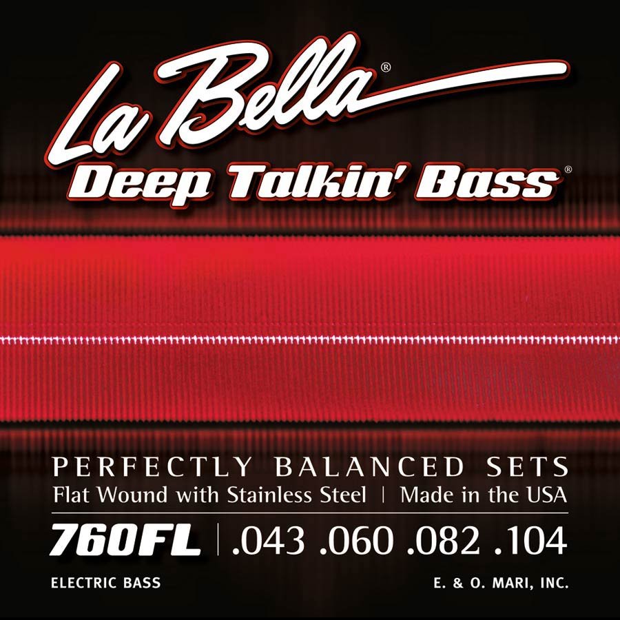 string set electric bass, stainless steel flatwound, light, 043-060-082-104 longscale