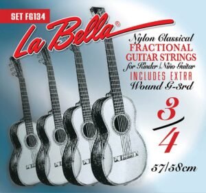string set classic, clear nylon trebles & silverplated basses, extra G-3 (wound), 3/4 scale
