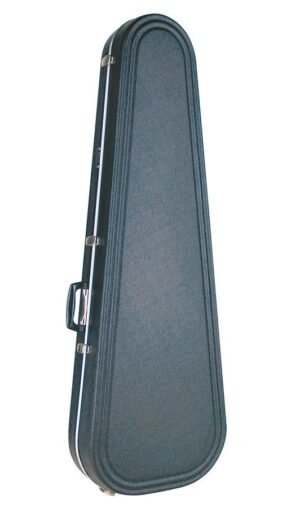 peardrop case for extra large bass guitars, fits Burns Bison, 2x impact resistance, black/silver