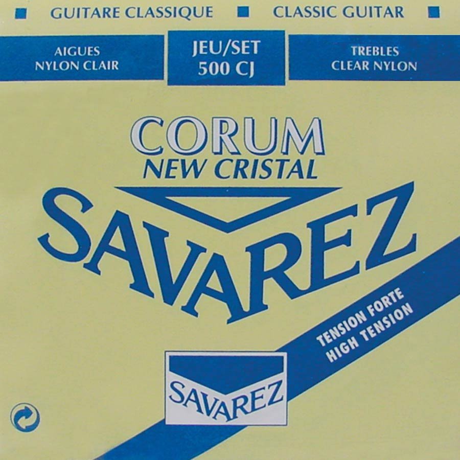 string set classic, New Cristal trebles, silverwound Corum basses, hard tension