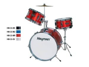 3-piece drum kit, metallic red