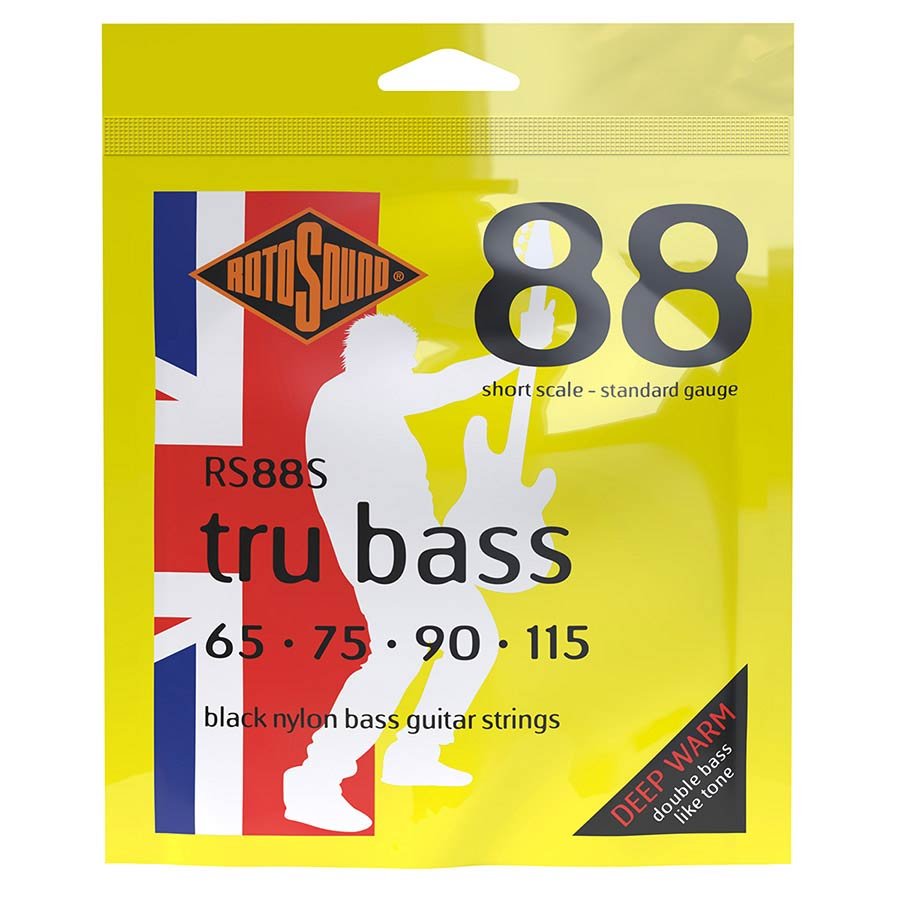 string set electric bass black nylon flatwound 65-115, standard gauge, short scale