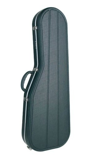 cutaway PRS-style electric guitar case, double impact resistance, black with silver lining