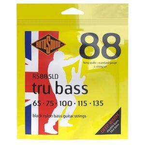 string set electric bass 5 black nylon flatwound 65-135, standard gauge