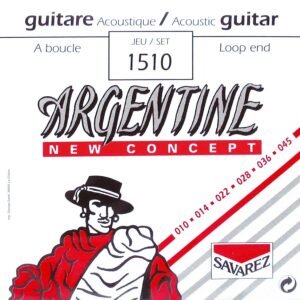 string set acoustic, silverplated steel core, 010-045, light tension, loop end