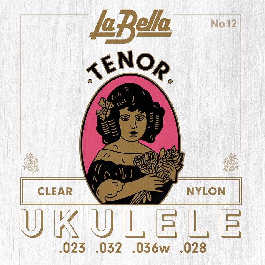 string set tenor ukulele, clear nylon, aluminum wound 3rd, 023-032-036W-028