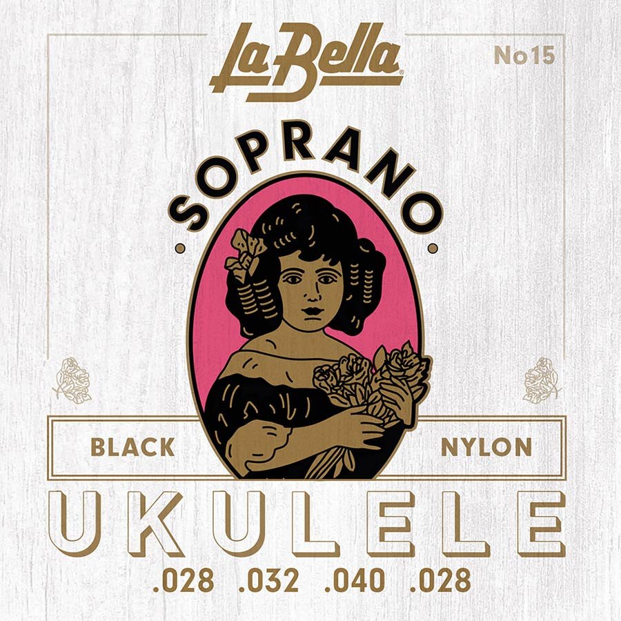 string set soprano ukulele, black nylon, 028-032-040-028