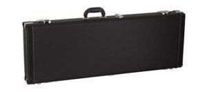 electric guitar case black tolex + black leatheroid, nickel hardware, crushed green velvet interior