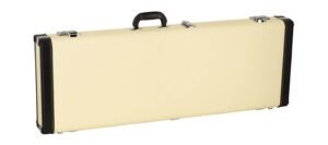 electric guitar case blonde tolex + black leatheroid, nickel hardware, crushed green velvet interio
