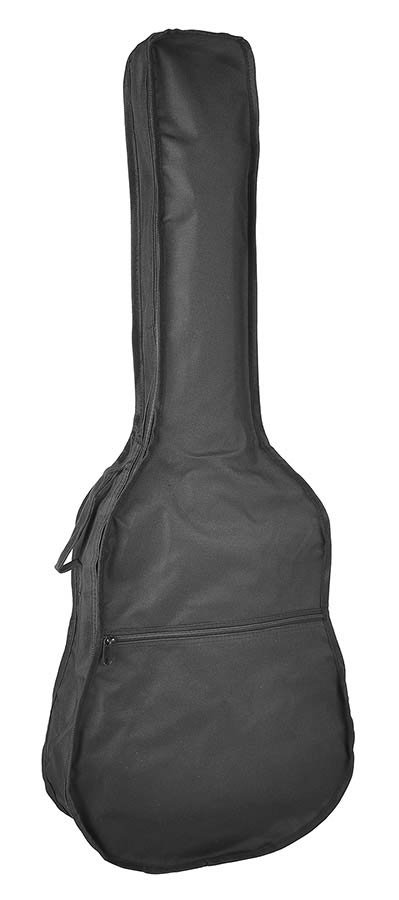 bag for classic guitar, unpadded, nylon, 2 straps, large pocket, black, 1/4-scale