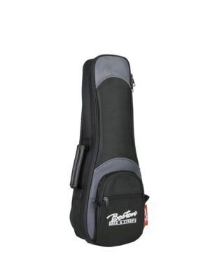gig bag for ukulele, 25 mm. padding, black and grey, multiple pockets, soprano shape