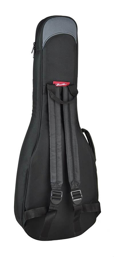 gig bag for ukulele, 25 mm. padding, black and grey, multiple pockets, baritone shape - Afbeelding 2