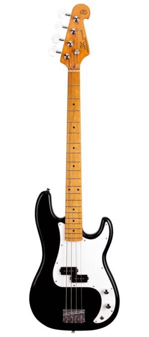 57 vintage P-style electric bass guitar, with split single coil pickup, with bag, black