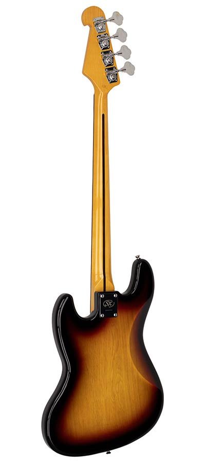 62 vintage J-style electric bass guitar, 2x single coil pickup, with bag, sunburst - Afbeelding 4