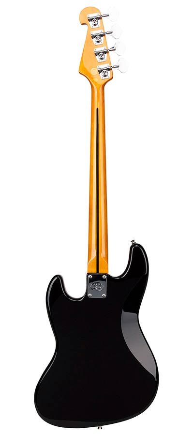 62 vintage J-style electric bass guitar, 2x single coil pickup, with bag, black - Afbeelding 2