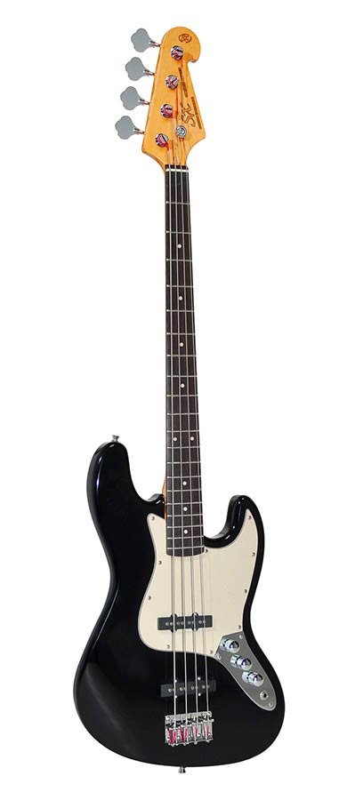 62 vintage J-style electric bass guitar, 2x single coil pickup, with bag, black - Afbeelding 3
