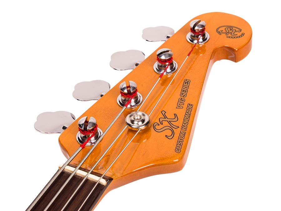 62 vintage J-style electric bass guitar, 2x single coil pickup, with bag, black - Afbeelding 5