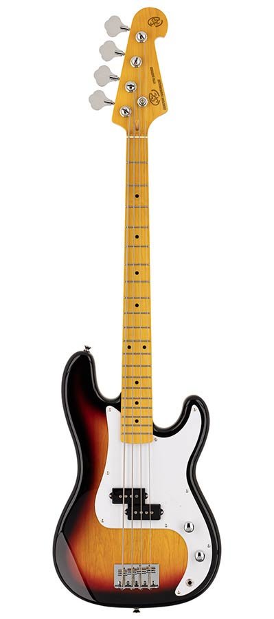3/4 scale length vintage 57 P-style electric bass guitar, with split single coil pickup, with bag,