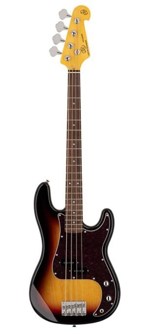 3/4 scale length vintage 62 P-style electric bass guitar, with split single coil pickup, with bag,