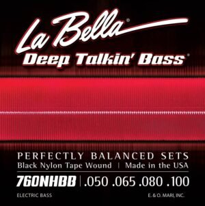 string set electric 'Beatle' bass, black nylon tape wound, 050-065-080-100