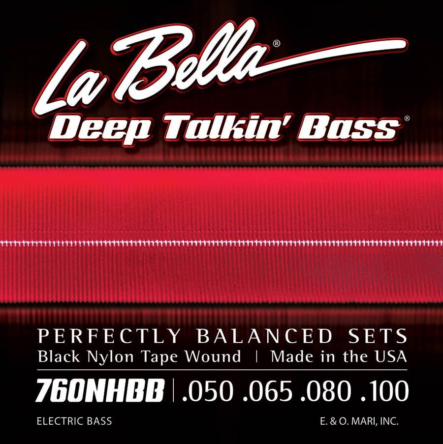 string set electric 'Beatle' bass, black nylon tape wound, 050-065-080-100