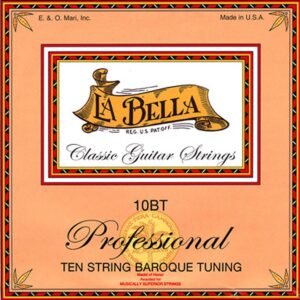 string set classic, clear nylon trebles and silverplated basses, for 10-string, baroque tuning