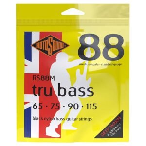string set electric bass black nylon flatwound 65-115, standard gauge, medium scale