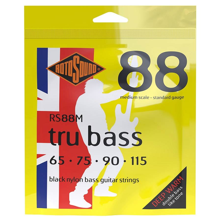 string set electric bass black nylon flatwound 65-115, standard gauge, medium scale