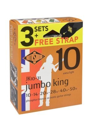 3-pack with free strap - 3 string sets acoustic phosphor bronze wound 10-50, extra light