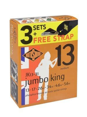 3-pack with free strap - 3 string sets acoustic phosphor bronze wound 13-56, medium
