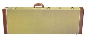 case for electric guitar, wood, rectangular model, tweed