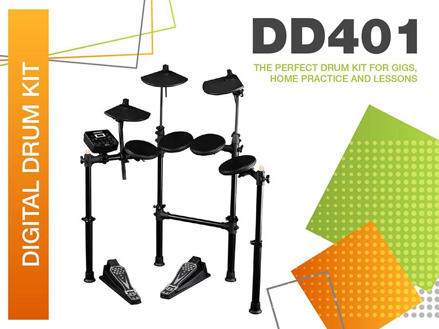 digital drum kit, compact design, foldable, 7 pads, 2 pedals - Afbeelding 4
