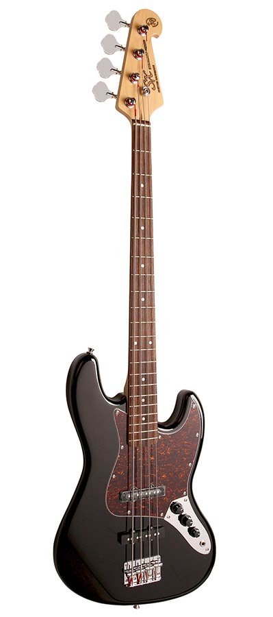 J-style electric bass guitar, black, with gig bag - Afbeelding 3