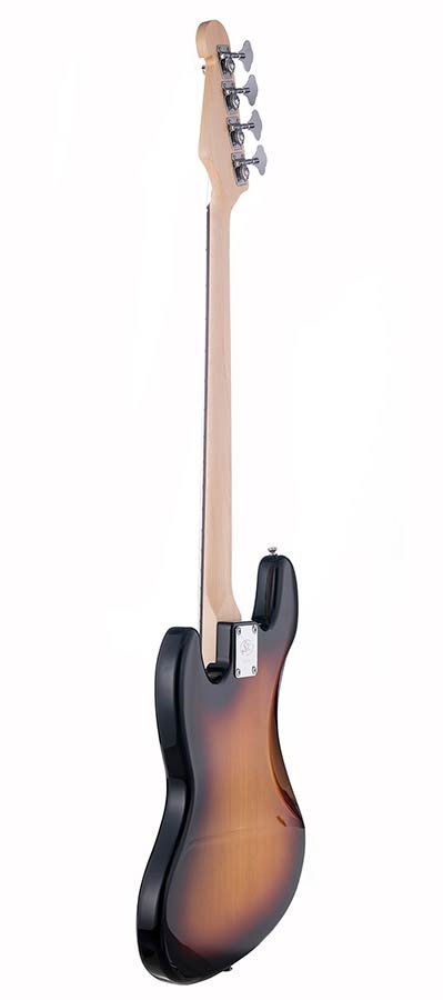 J-style electric bass guitar, 3 tone sunburst, with gig bag - Afbeelding 4
