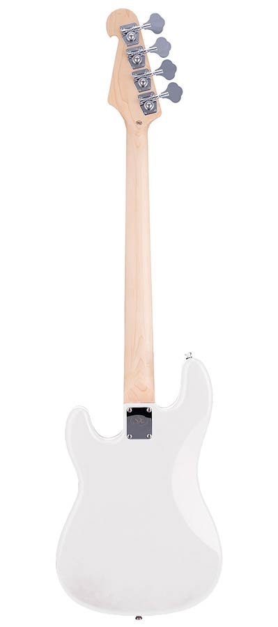 P-style electric bass guitar, white, with gig bag - Afbeelding 2