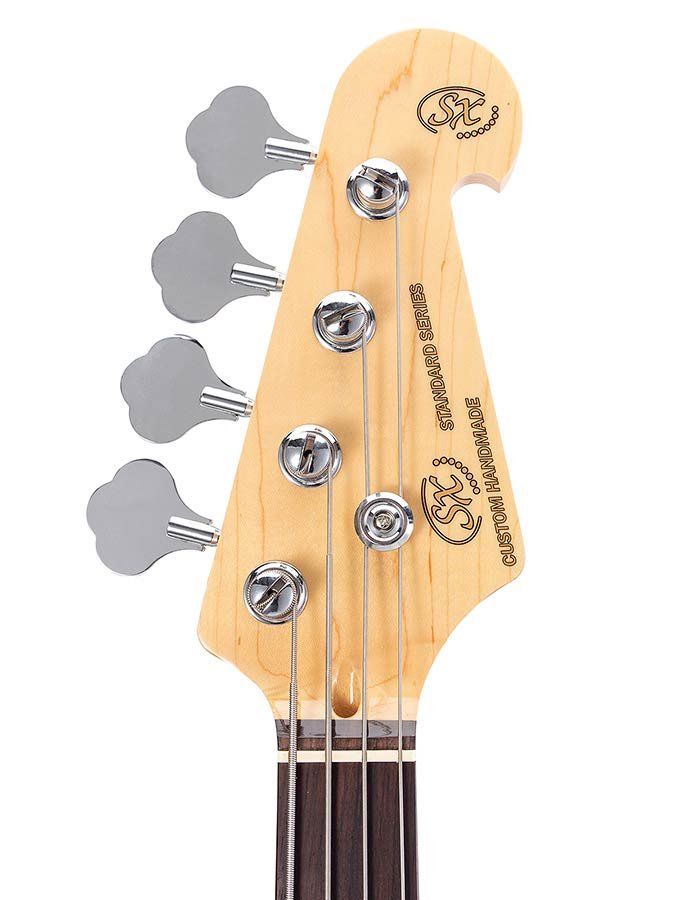 P-style electric bass guitar, white, with gig bag - Afbeelding 6