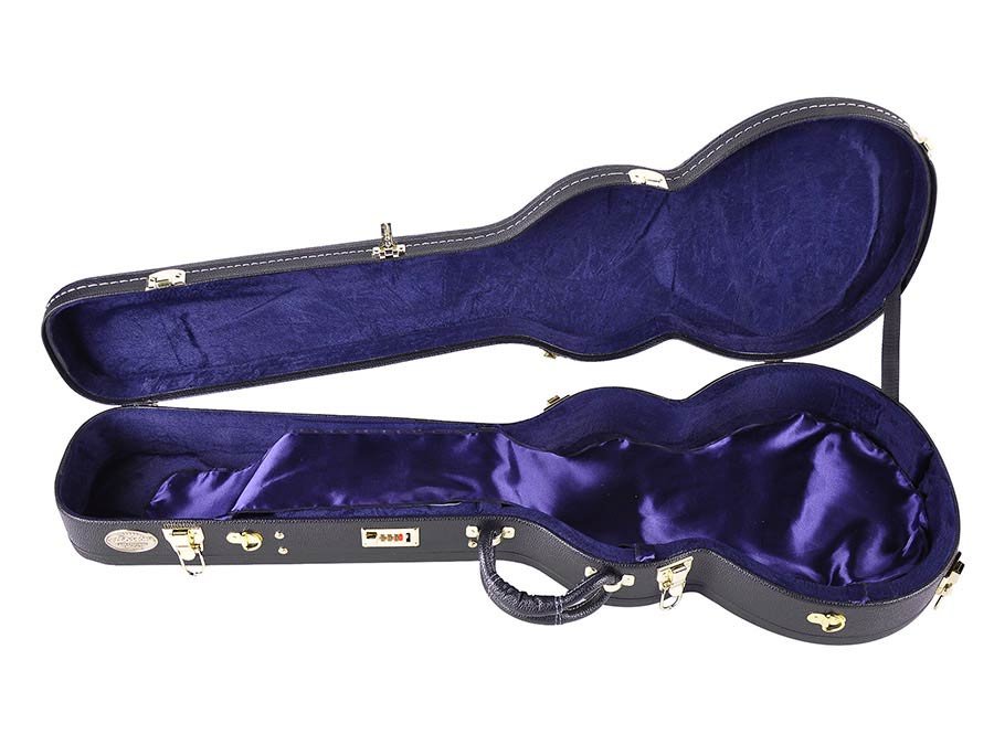 deluxe case for LP-model guitar, wood, arched, with lock and shoulder strap - Afbeelding 3