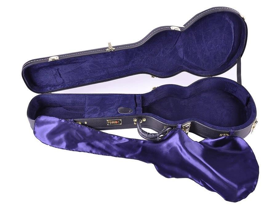 deluxe case for LP-model guitar, wood, arched, with lock and shoulder strap - Afbeelding 4