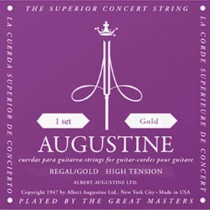 Gold string set classic, high tension trebles & light tension basses (brass plated)