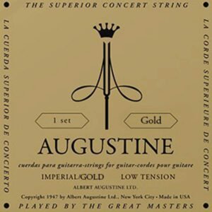 Gold string set classic, medium tension trebles & light tension basses (brass plated)