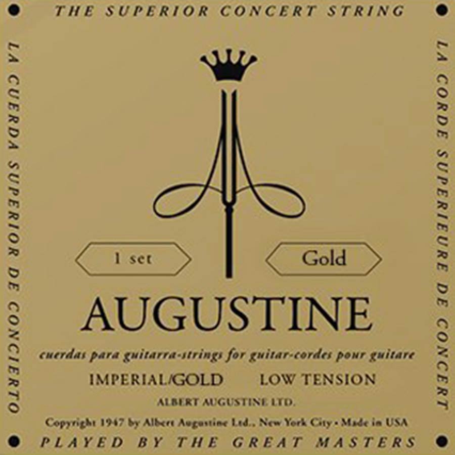 Gold string set classic, medium tension trebles & light tension basses (brass plated)