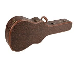 case for dreadnought-model acoustic guitar, wood, shaped model, carved fractals