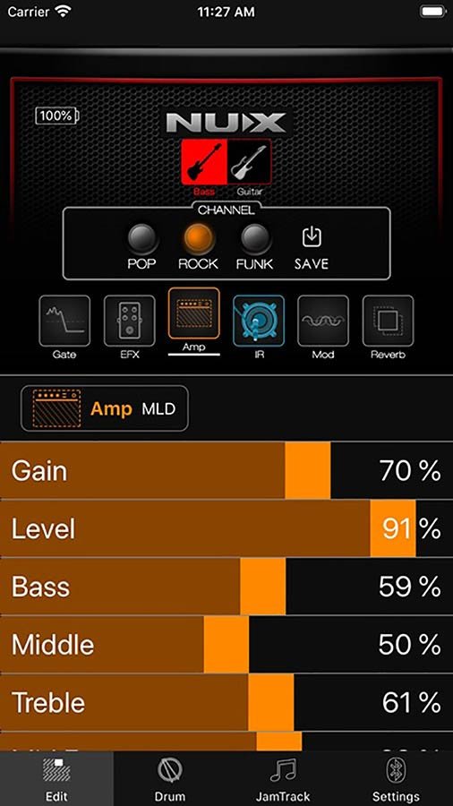 desktop guitar amplifier with bluetooth, reverb + delay, drum patterns, 3W - Afbeelding 13