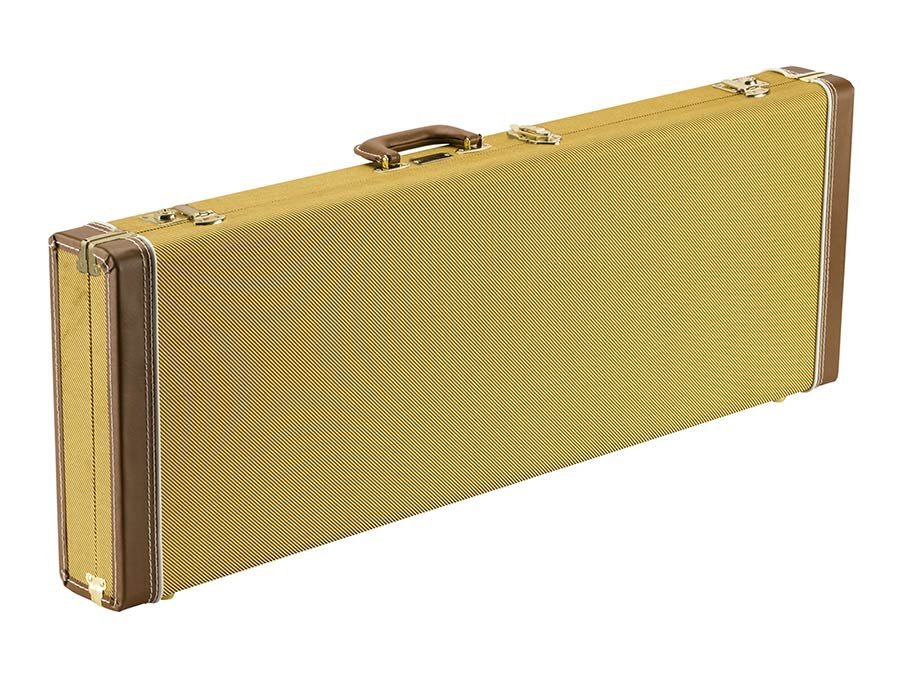 guitar case for Stratocaster/Telecaster, tweed with dark red plush interior - Afbeelding 2