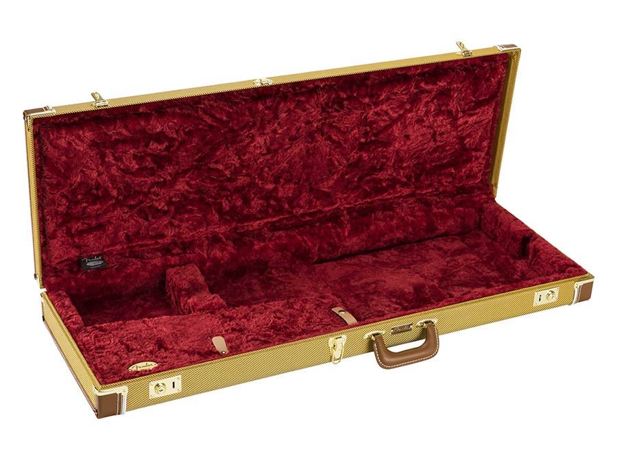 guitar case for Stratocaster/Telecaster, tweed with dark red plush interior - Afbeelding 3